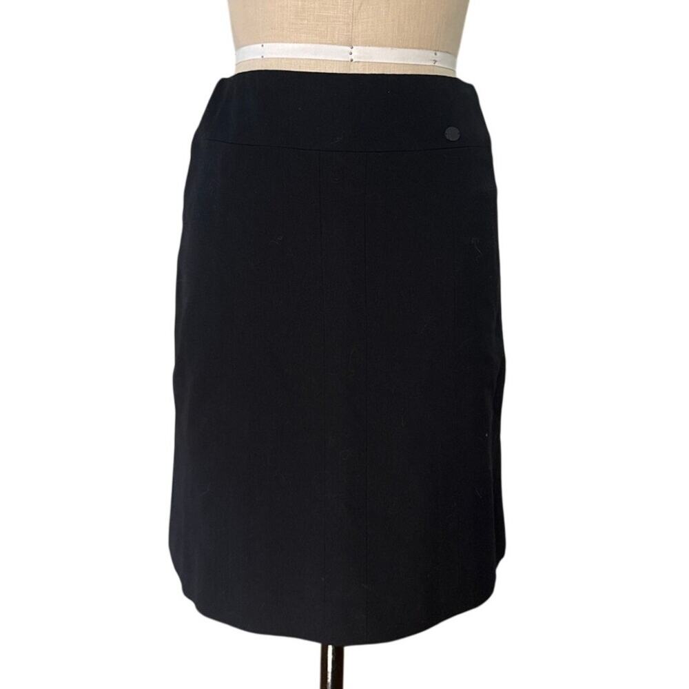 Vintage Chanel Spring 2001 Black Straight Knee Length Skirt Size 42 US 10